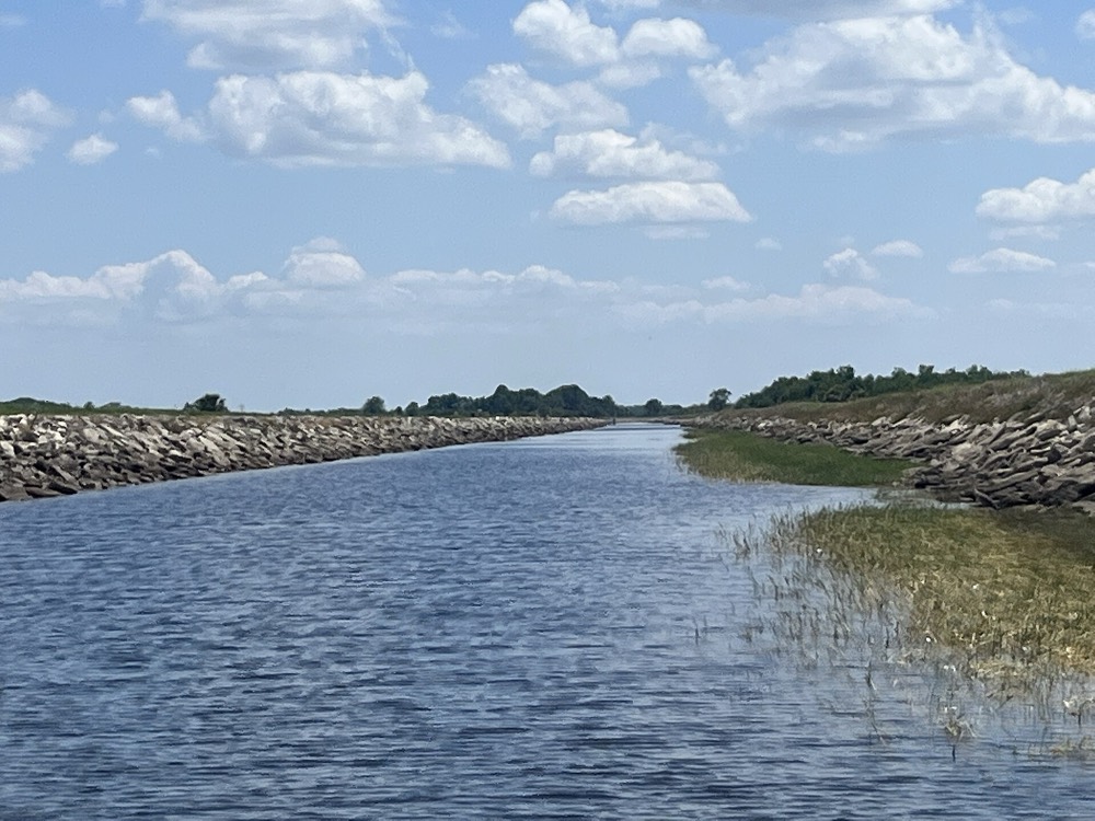 The St. Cloud Canal running between rock banks